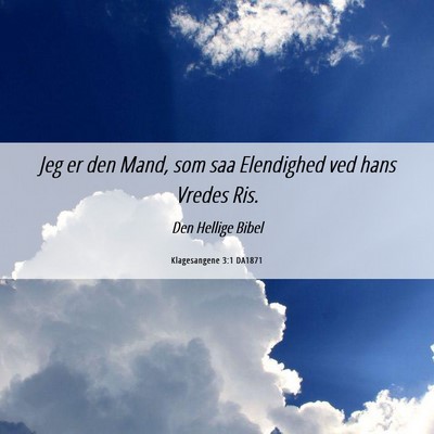 Picture 06 - Klagesangene 3:1 DA1871 - Jeg er den Mand, som saa Elendighed ved hans - Bible Verse Picture
