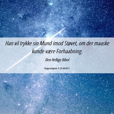Picture 06 - Klagesangene 3:29 DA1871 - Han vil trykke sin Mund imod Støvet, om der - Bible Verse Picture