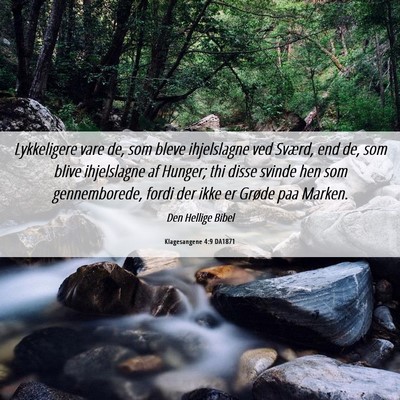 Picture 06 - Klagesangene 4:9 DA1871 - Lykkeligere vare de, som bleve ihjelslagne ved - Bible Verse Picture