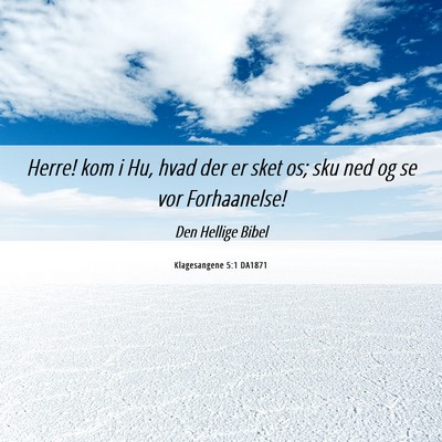 Picture 06 - Klagesangene 5:1 DA1871 - Herre! kom i Hu, hvad der er sket os; sku ned og - Bible Verse Picture