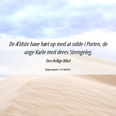 Picture 06 - Klagesangene 5:14 DA1871 - De Ældste have hørt op med at sidde i Porten, - Bible Verse Picture