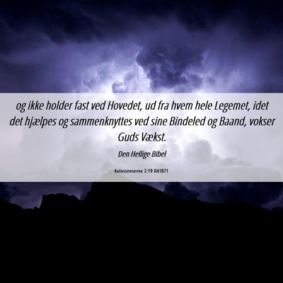Picture 06 - Kolossenserne 2:19 DA1871 - og ikke holder fast ved Hovedet, ud fra hvem hele - Bible Verse Picture