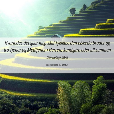 Picture 06 - Kolossenserne 4:7 DA1871 - Hvorledes det gaar mig, skal Tykikus, den elskede - Bible Verse Picture