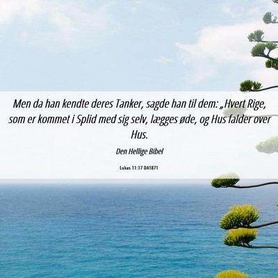 Picture 06 - Lukas 11:17 DA1871 - Men da han kendte deres Tanker, sagde han til - Bible Verse Picture