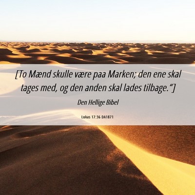 Picture 06 - Lukas 17:36 DA1871 - [To Mænd skulle være paa Marken; den ene skal - Bible Verse Picture
