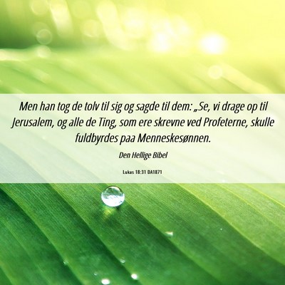 Picture 06 - Lukas 18:31 DA1871 - Men han tog de tolv til sig og sagde til dem: - Bible Verse Picture