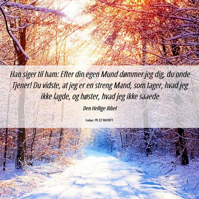 Picture 06 - Lukas 19:22 DA1871 - Han siger til ham: Efter din egen Mund dømmer - Bible Verse Picture