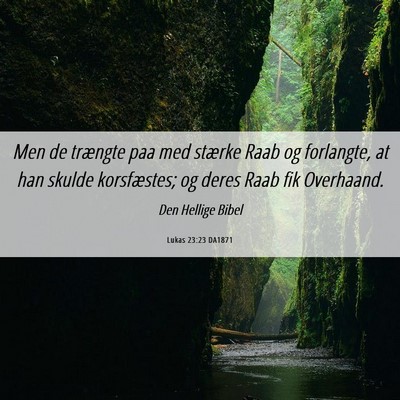 Picture 06 - Lukas 23:23 DA1871 - Men de trængte paa med stærke Raab og - Bible Verse Picture