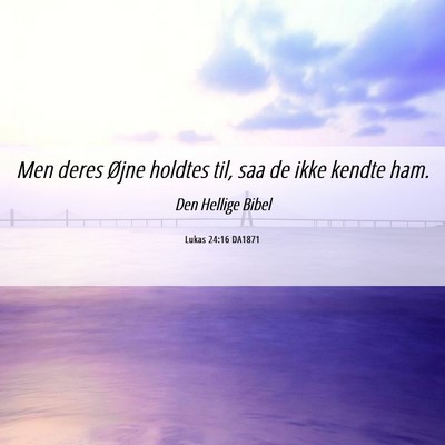Picture 06 - Lukas 24:16 DA1871 - Men deres Øjne holdtes til, saa de ikke kendte - Bible Verse Picture