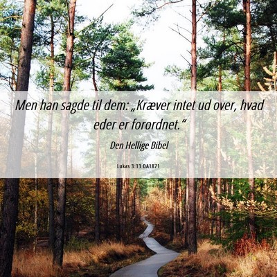 Picture 06 - Lukas 3:13 DA1871 - Men han sagde til dem: „Kræver intet ud over, - Bible Verse Picture