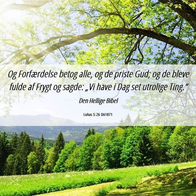 Picture 06 - Lukas 5:26 DA1871 - Og Forfærdelse betog alle, og de priste Gud; og - Bible Verse Picture