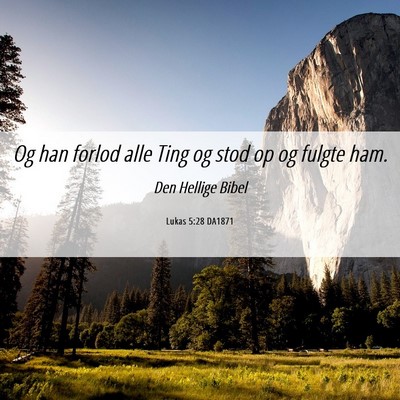 Picture 06 - Lukas 5:28 DA1871 - Og han forlod alle Ting og stod op og fulgte - Bible Verse Picture