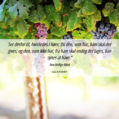 Picture 06 - Lukas 8:18 DA1871 - Ser derfor til, hvorledes I høre; thi den, som - Bible Verse Picture