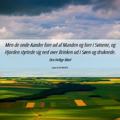 Picture 06 - Lukas 8:33 DA1871 - Men de onde Aander fore ud af Manden og fore i - Bible Verse Picture