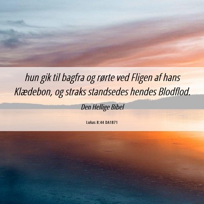 Picture 06 - Lukas 8:44 DA1871 - hun gik til bagfra og rørte ved Fligen af hans - Bible Verse Picture