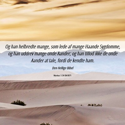 Picture 06 - Markus 1:34 DA1871 - Og han helbredte mange, som lede af mange Haande - Bible Verse Picture