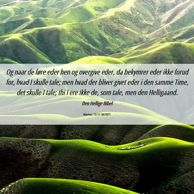 Picture 06 - Markus 13:11 DA1871 - Og naar de føre eder hen og overgive eder, da - Bible Verse Picture