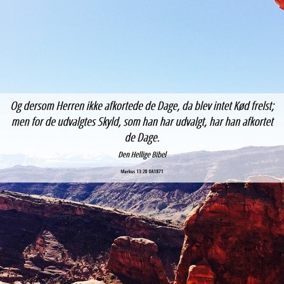 Picture 06 - Markus 13:20 DA1871 - Og dersom Herren ikke afkortede de Dage, da blev - Bible Verse Picture