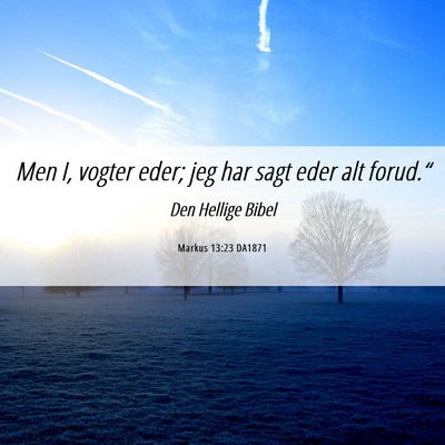 Picture 06 - Markus 13:23 DA1871 - Men I, vogter eder; jeg har sagt eder alt - Bible Verse Picture