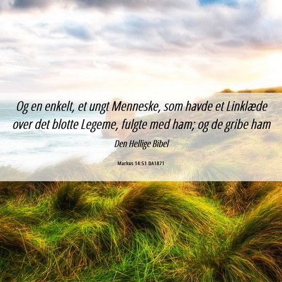 Picture 06 - Markus 14:51 DA1871 - Og en enkelt, et ungt Menneske, som havde et - Bible Verse Picture
