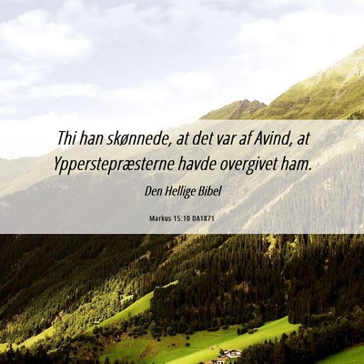 Picture 06 - Markus 15:10 DA1871 - Thi han skønnede, at det var af Avind, at - Bible Verse Picture
