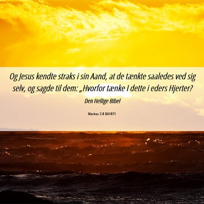 Picture 06 - Markus 2:8 DA1871 - Og Jesus kendte straks i sin Aand, at de tænkte - Bible Verse Picture