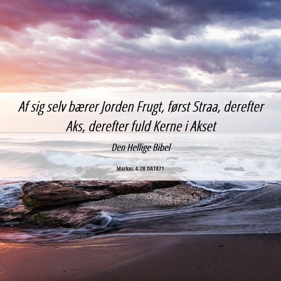 Picture 06 - Markus 4:28 DA1871 - Af sig selv bærer Jorden Frugt, først Straa, - Bible Verse Picture