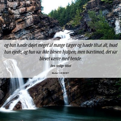 Picture 06 - Markus 5:26 DA1871 - og hun havde døjet meget af mange Læger og - Bible Verse Picture
