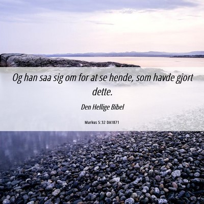 Picture 06 - Markus 5:32 DA1871 - Og han saa sig om for at se hende, som havde - Bible Verse Picture
