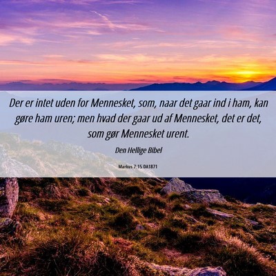 Picture 06 - Markus 7:15 DA1871 - Der er intet uden for Mennesket, som, naar det - Bible Verse Picture