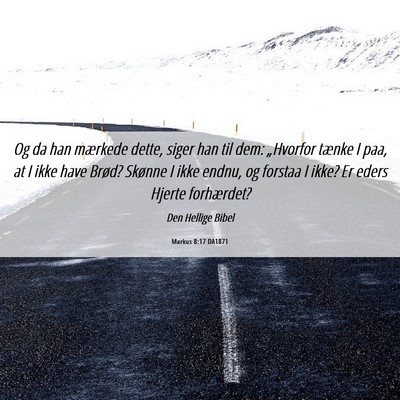 Picture 06 - Markus 8:17 DA1871 - Og da han mærkede dette, siger han til dem: - Bible Verse Picture