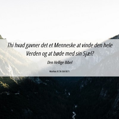 Picture 06 - Markus 8:36 DA1871 - Thi hvad gavner det et Menneske at vinde den hele - Bible Verse Picture