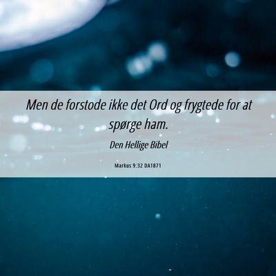 Picture 06 - Markus 9:32 DA1871 - Men de forstode ikke det Ord og frygtede for at - Bible Verse Picture