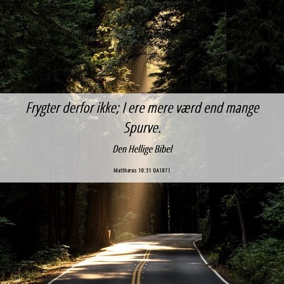 Picture 06 - Matthæus 10:31 DA1871 - Frygter derfor ikke; I ere mere værd end mange - Bible Verse Picture