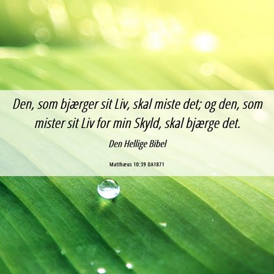 Picture 06 - Matthæus 10:39 DA1871 - Den, som bjærger sit Liv, skal miste det; og - Bible Verse Picture