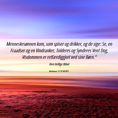 Picture 06 - Matthæus 11:19 DA1871 - Menneskesønnen kom, som spiser og drikker, og de - Bible Verse Picture