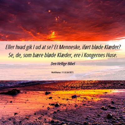 Picture 06 - Matthæus 11:8 DA1871 - Eller hvad gik I ud at se? Et Menneske, iført - Bible Verse Picture