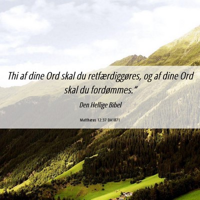 Picture 06 - Matthæus 12:37 DA1871 - Thi af dine Ord skal du retfærdiggøres, og af - Bible Verse Picture