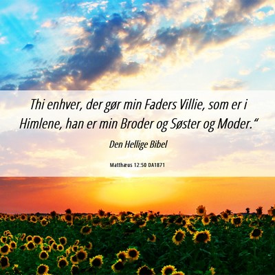 Picture 06 - Matthæus 12:50 DA1871 - Thi enhver, der gør min Faders Villie, som er i - Bible Verse Picture
