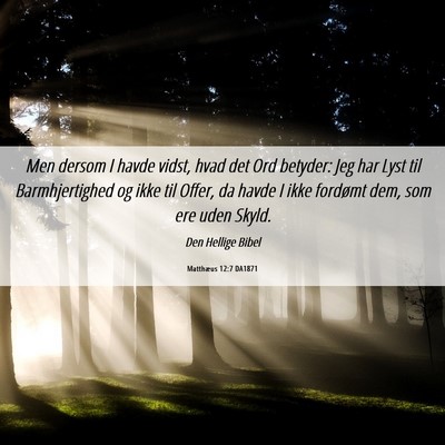Picture 06 - Matthæus 12:7 DA1871 - Men dersom I havde vidst, hvad det Ord betyder: - Bible Verse Picture