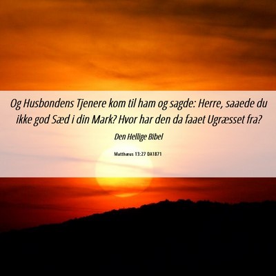 Picture 06 - Matthæus 13:27 DA1871 - Og Husbondens Tjenere kom til ham og sagde: - Bible Verse Picture