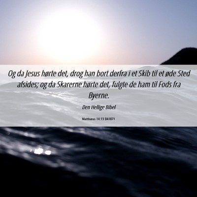 Picture 06 - Matthæus 14:13 DA1871 - Og da Jesus hørte det, drog han bort derfra i et - Bible Verse Picture