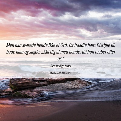 Picture 06 - Matthæus 15:23 DA1871 - Men han svarede hende ikke et Ord. Da traadte - Bible Verse Picture