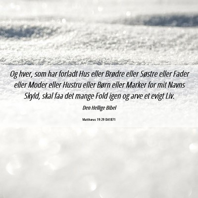 Picture 06 - Matthæus 19:29 DA1871 - Og hver, som har forladt Hus eller Brødre eller - Bible Verse Picture
