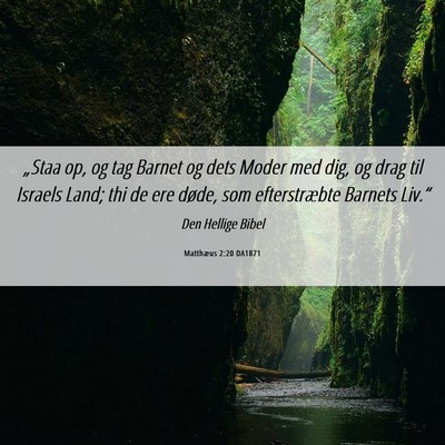 Picture 06 - Matthæus 2:20 DA1871 - „Staa op, og tag Barnet og dets Moder med dig, - Bible Verse Picture