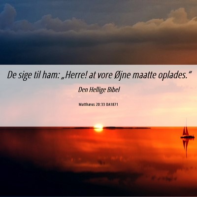 Picture 06 - Matthæus 20:33 DA1871 - De sige til ham: „Herre! at vore Øjne maatte - Bible Verse Picture