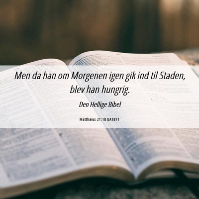 Picture 06 - Matthæus 21:18 DA1871 - Men da han om Morgenen igen gik ind til Staden, - Bible Verse Picture