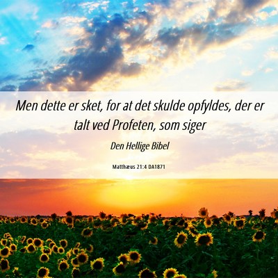 Picture 06 - Matthæus 21:4 DA1871 - Men dette er sket, for at det skulde opfyldes, - Bible Verse Picture