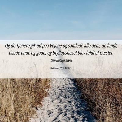 Picture 06 - Matthæus 22:10 DA1871 - Og de Tjenere gik ud paa Vejene og samlede alle - Bible Verse Picture