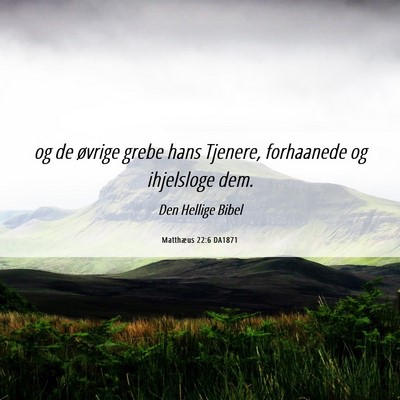Picture 06 - Matthæus 22:6 DA1871 - og de øvrige grebe hans Tjenere, forhaanede og - Bible Verse Picture